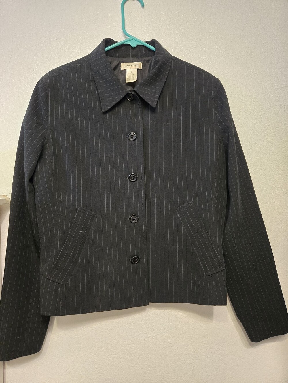 Isaac Mizrahi Black Pinstripe Blazer Jacket
